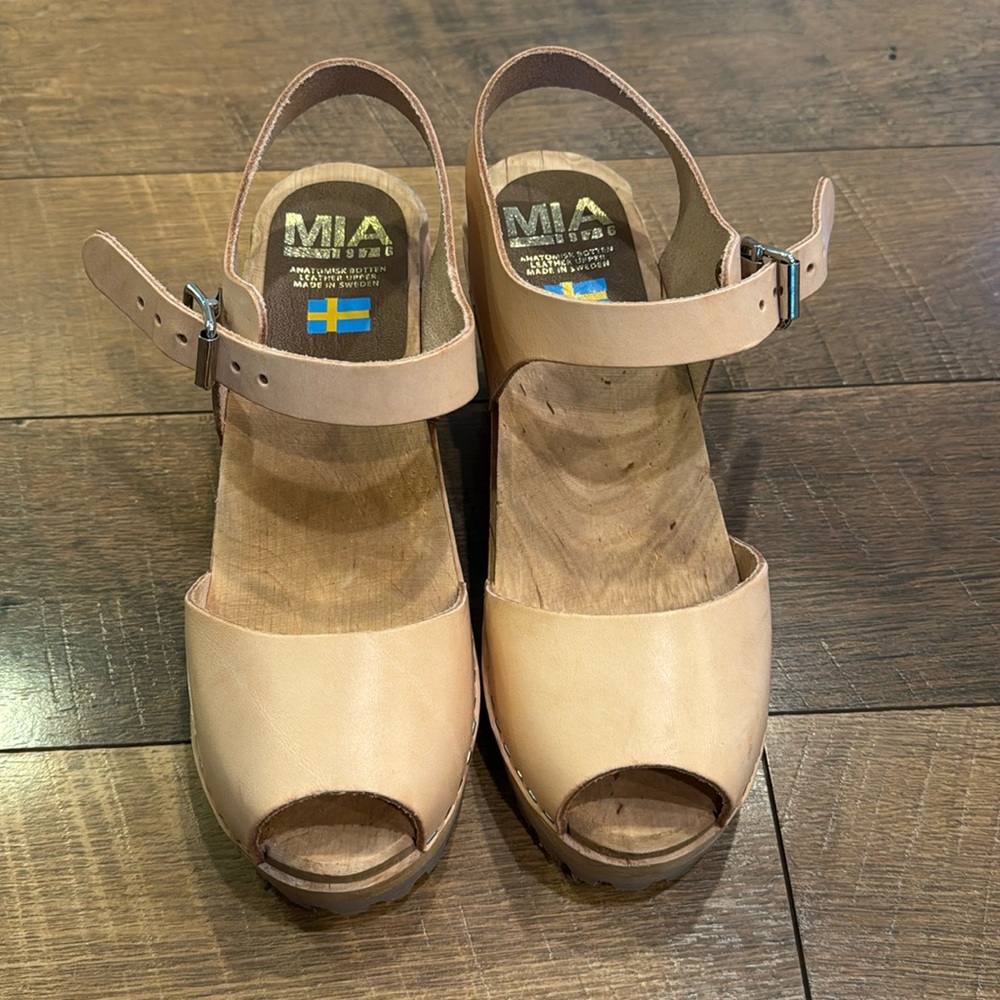MIA Greta Clog Sandal - Natural Leather, Size 7.5 US, 38 EU